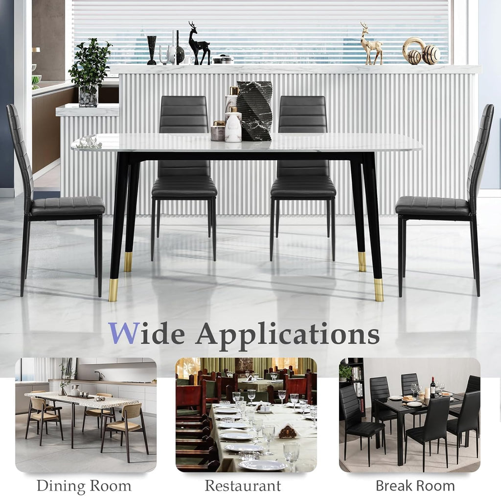 Black Faux Leather Dining Chairs Set of 4 A202