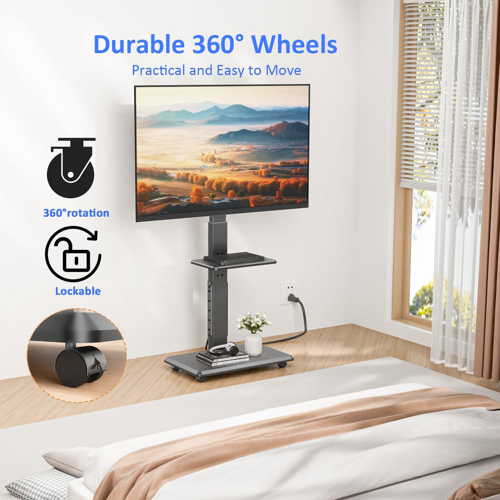 Height Adjustable Rolling TV Stand with Shelf Z88413