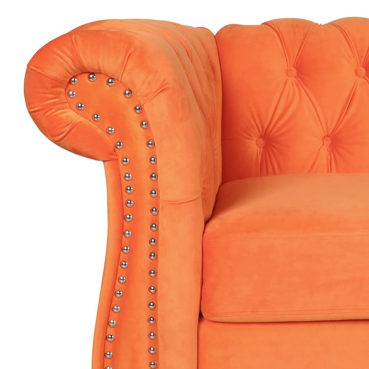 Orange Velvet Chesterfield Loveseat Sofa K3393