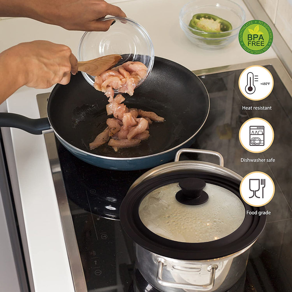 Universal Lid for Pots Pans and Skillets with Silicone Rim and Tempered Glass G785923