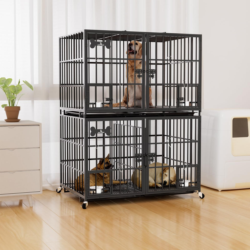 42" Stackable Heavy Duty Metal Dog Crate with Divider V77289