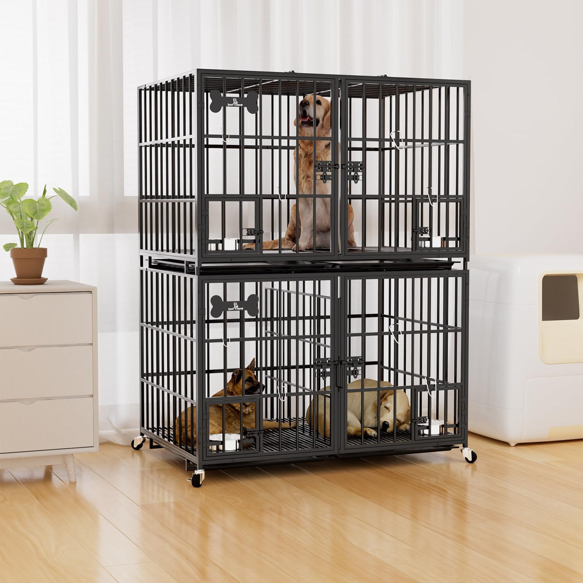 42" Stackable Heavy Duty Metal Dog Crate with Divider V77289