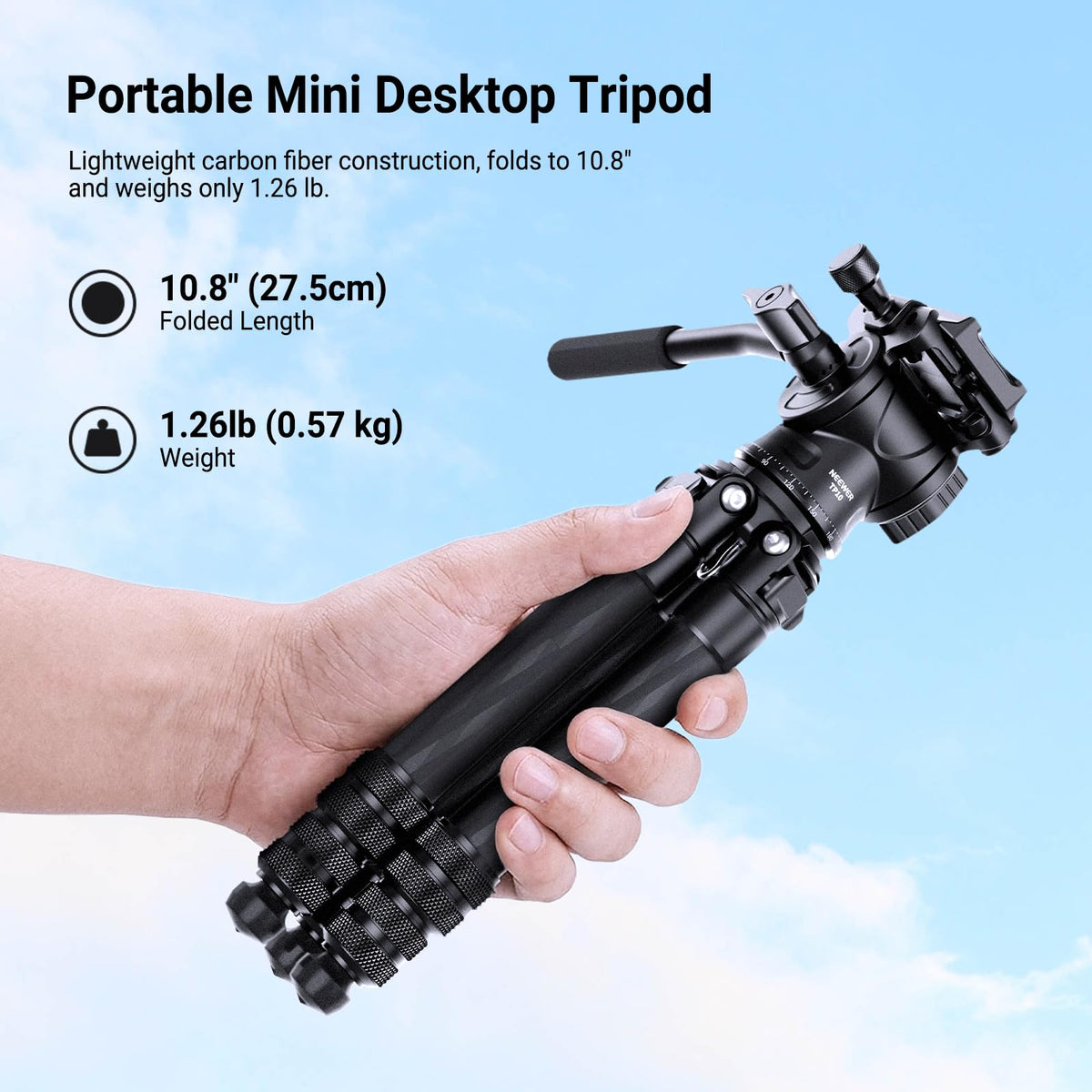 Carbon Fiber Desktop Mini Tripod with Video Fluid Head Y81821