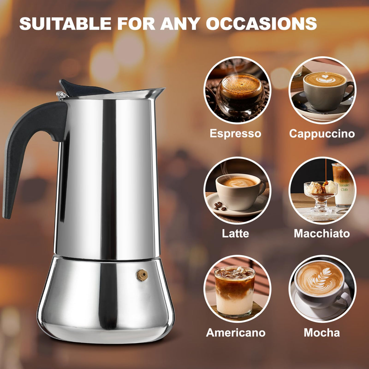 12 Cup Stainless Steel Stovetop Espresso Maker Moka Pot B2491