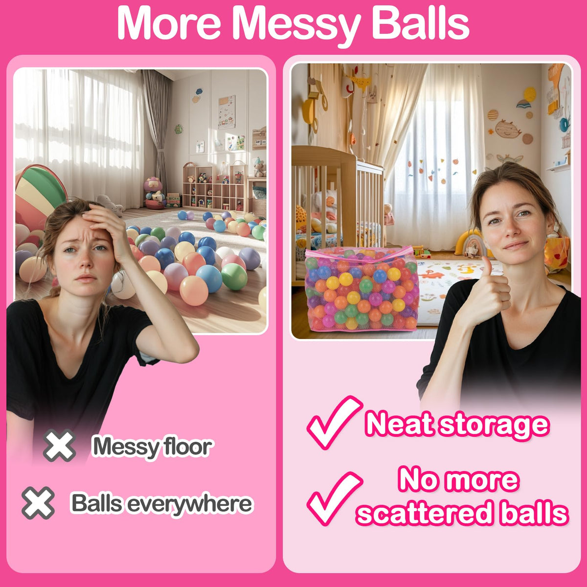 2 PCS Mesh Storage Bags with Zipper J79872
