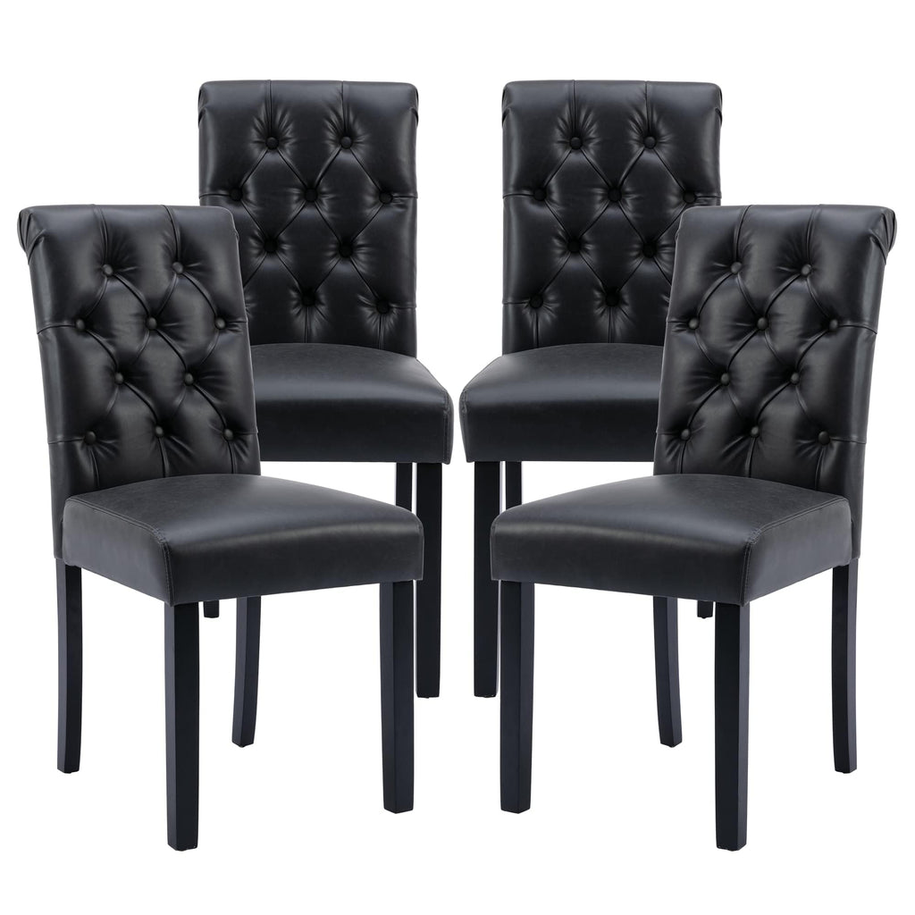 Black Set of 4 PU Leather Tufted Dining Chairs L294742