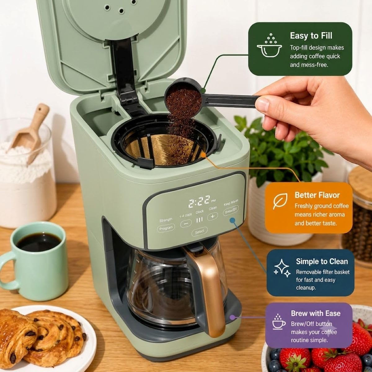 12-Cup Programmable Coffee Maker with Glass Carafe N6422