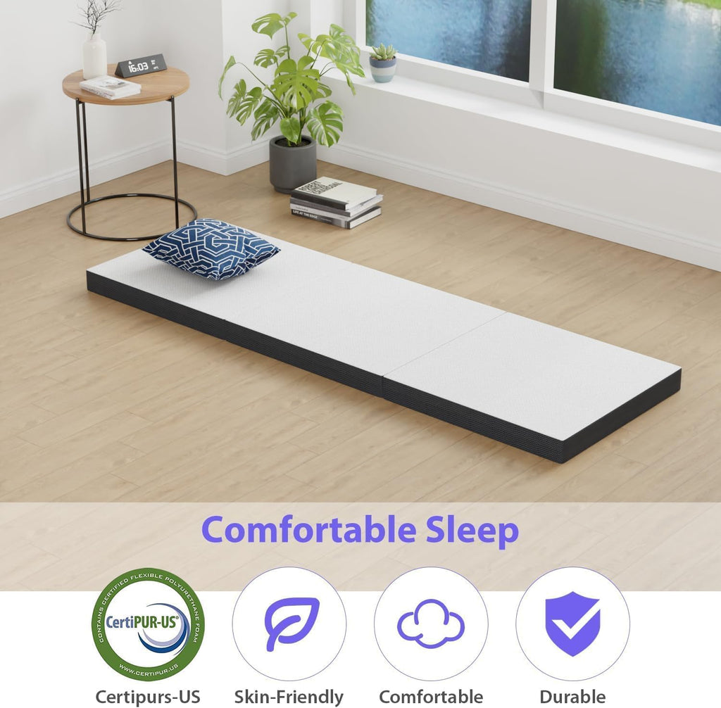 3 inch Tri Fold Memory Foam Mattress with Mesh Cover J3047