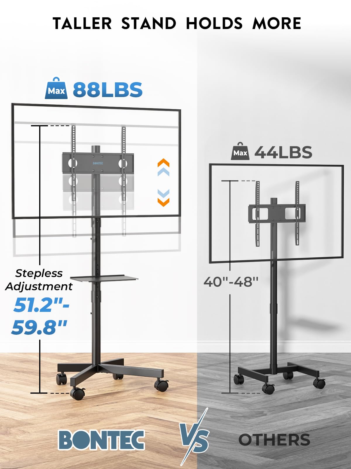 Black Rolling TV Stand for 23-65 Inch TVs K233532
