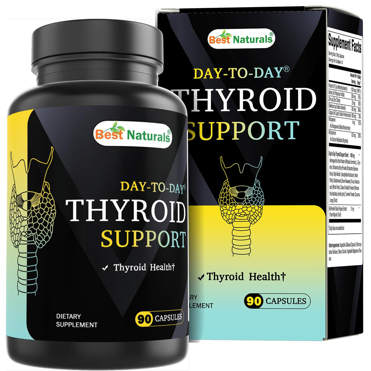 90 Vegetable Capsules Thyroid Support Supplement Y979