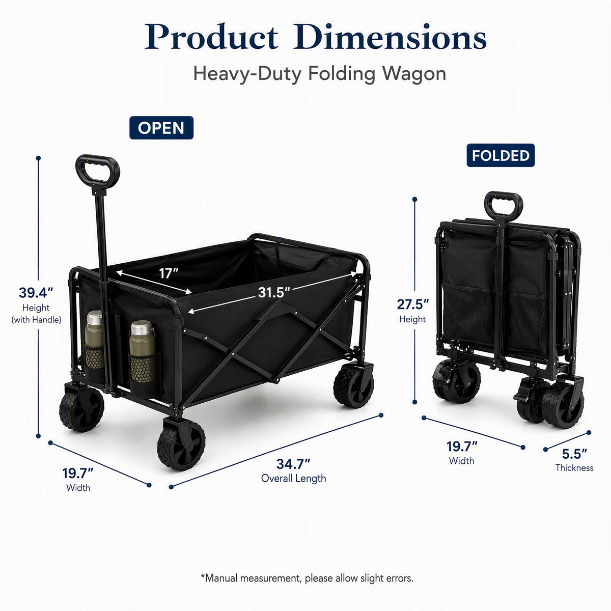 Foldable Wagon Cart with All Terrain Wheels H8261