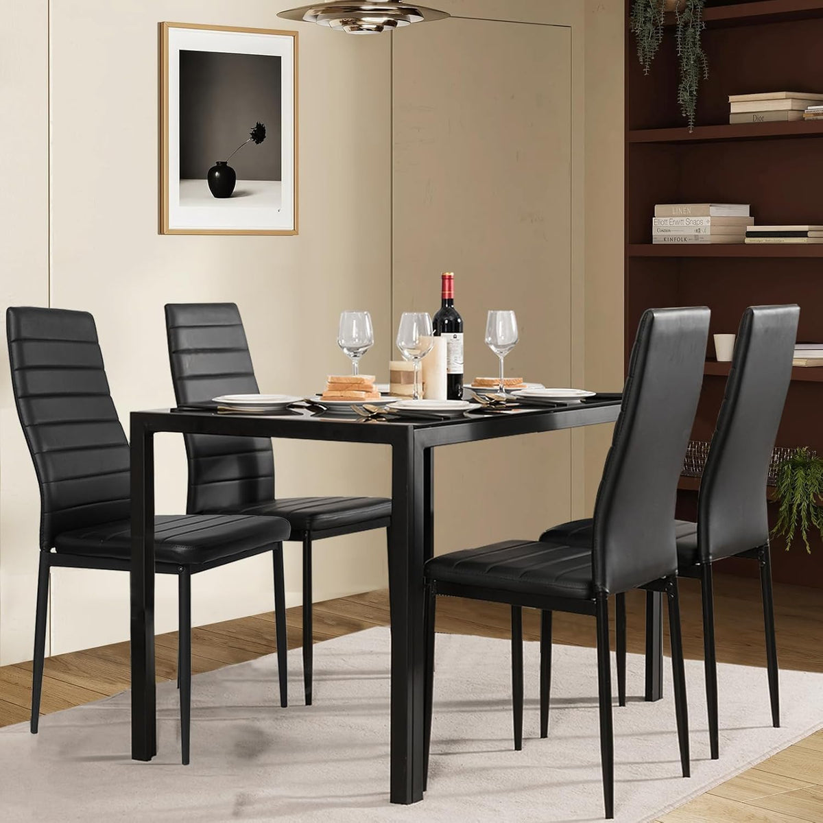 Black Faux Leather Dining Chairs Set of 4 A202