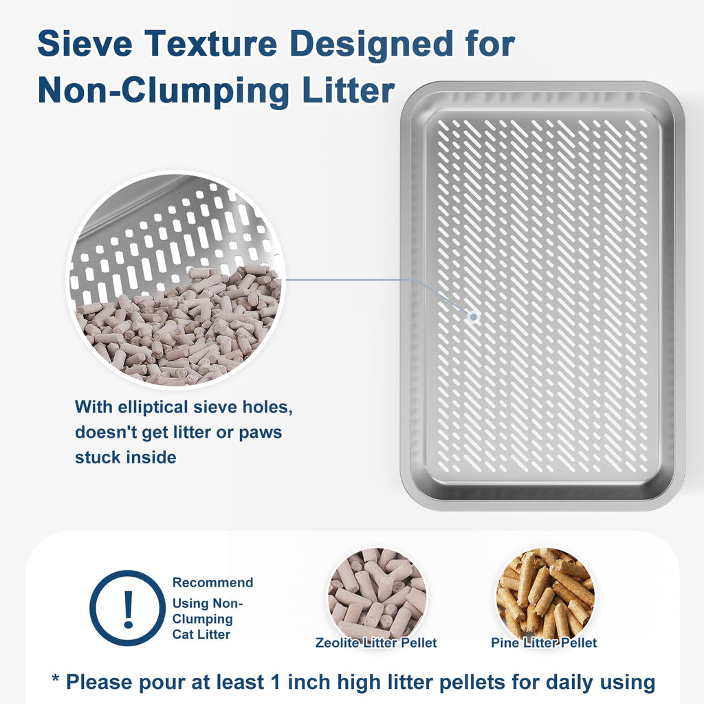 L Stainless Steel Sifting Litter Box R1817