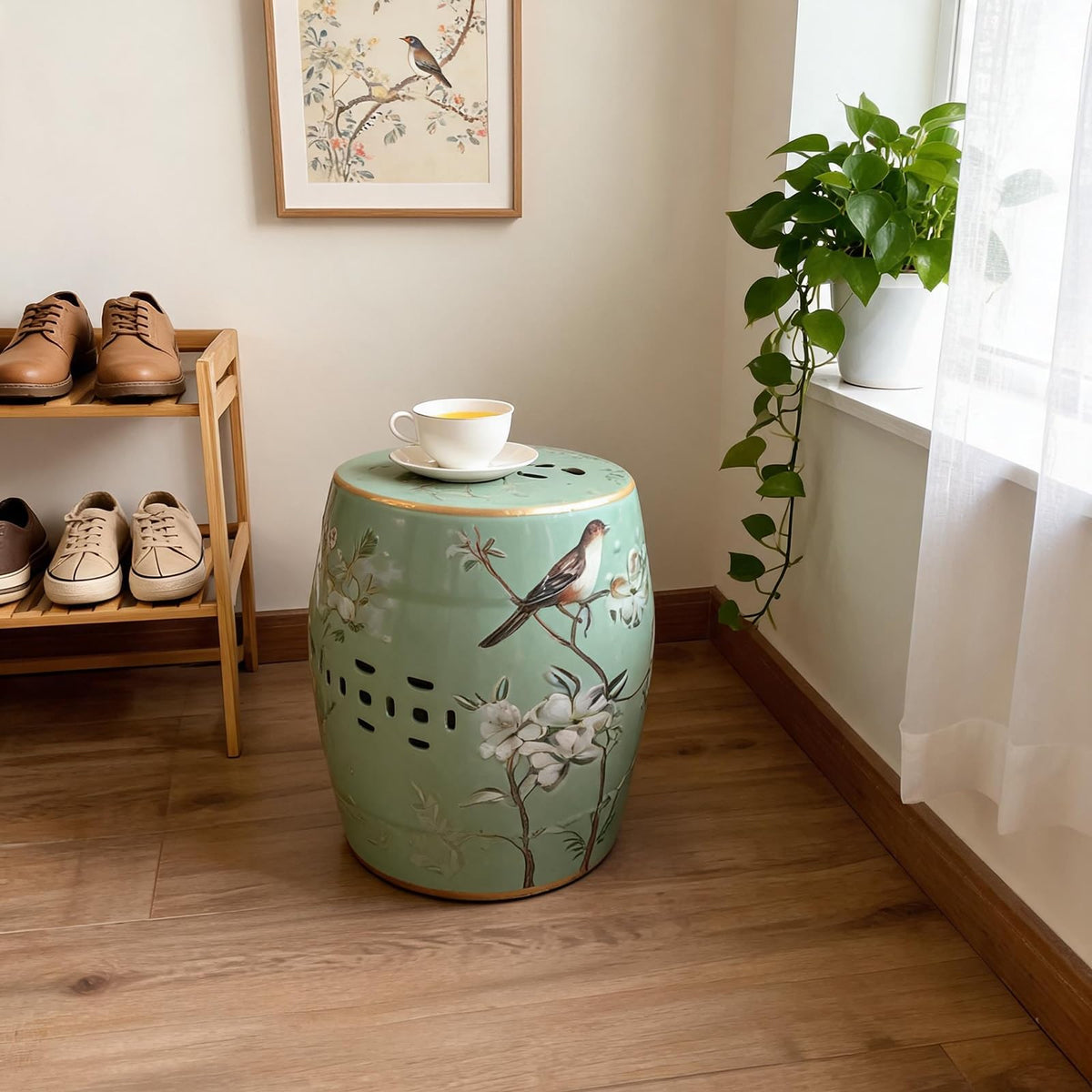 Hand-Painted Blue White Ceramic Garden Stool S5119