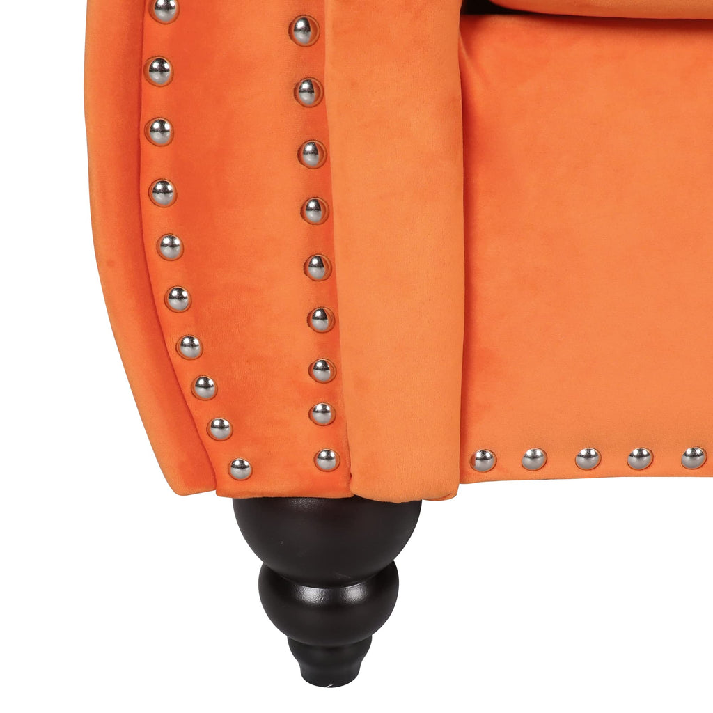 Orange Velvet Chesterfield Loveseat Sofa K3393