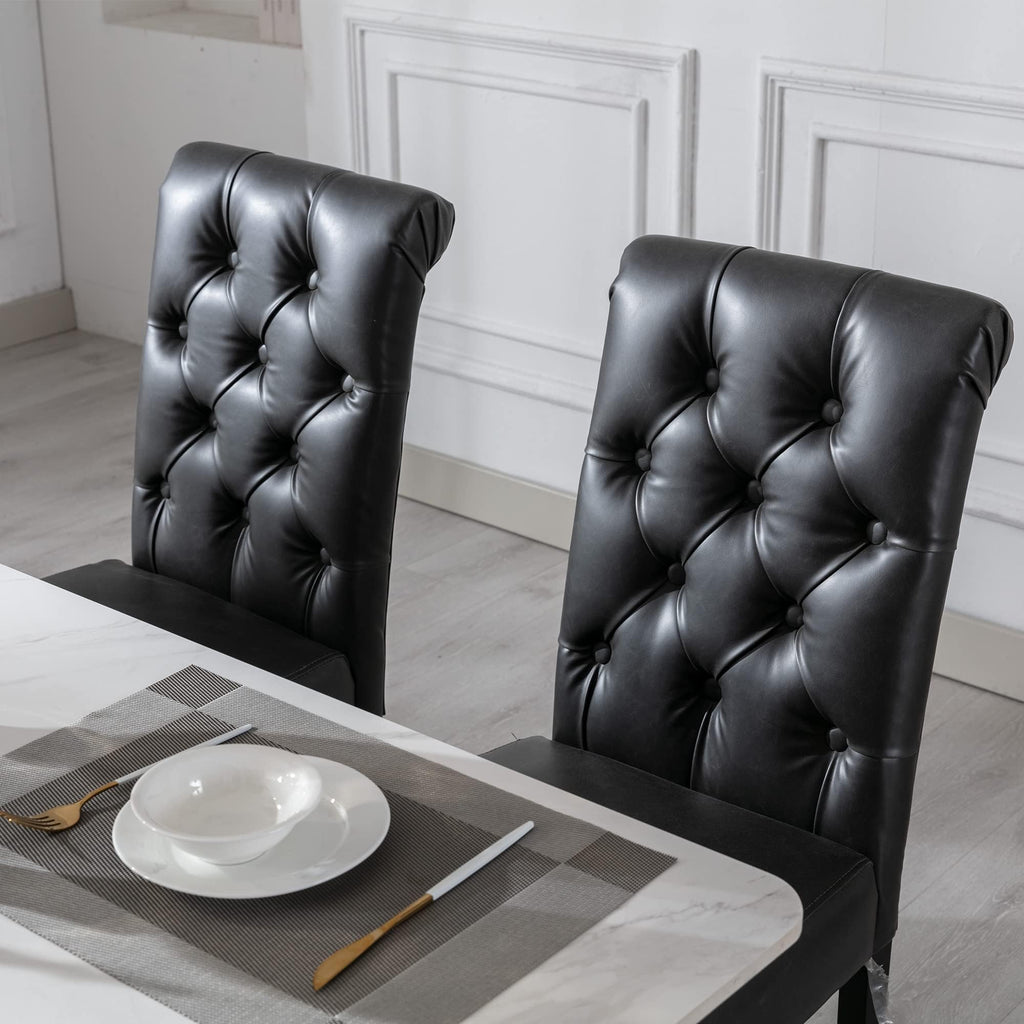 Black Set of 4 PU Leather Tufted Dining Chairs L294742