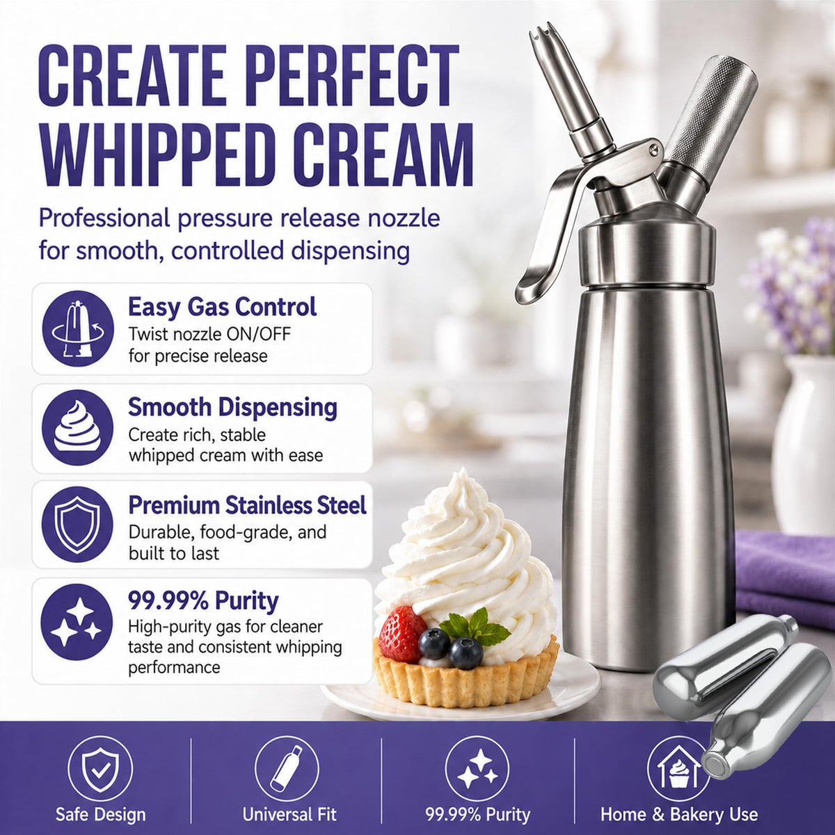 Cream Dispenser Cartridges 10-Pack Steel W1526
