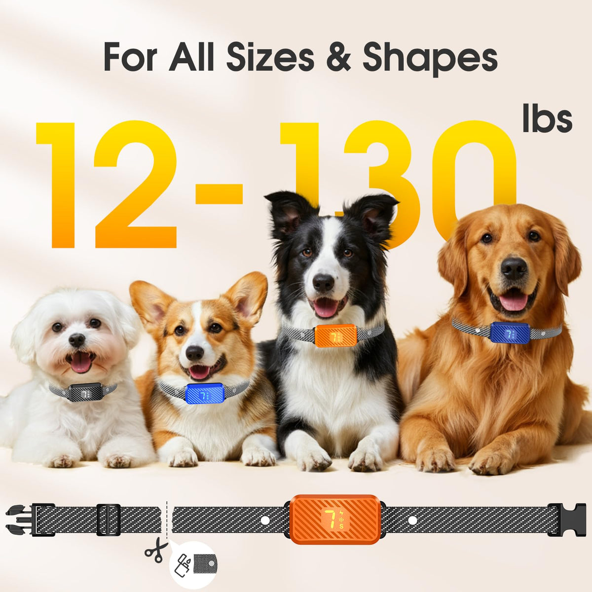Dog Bark Collar with 7 Sensitivity, 3 Modes W226195