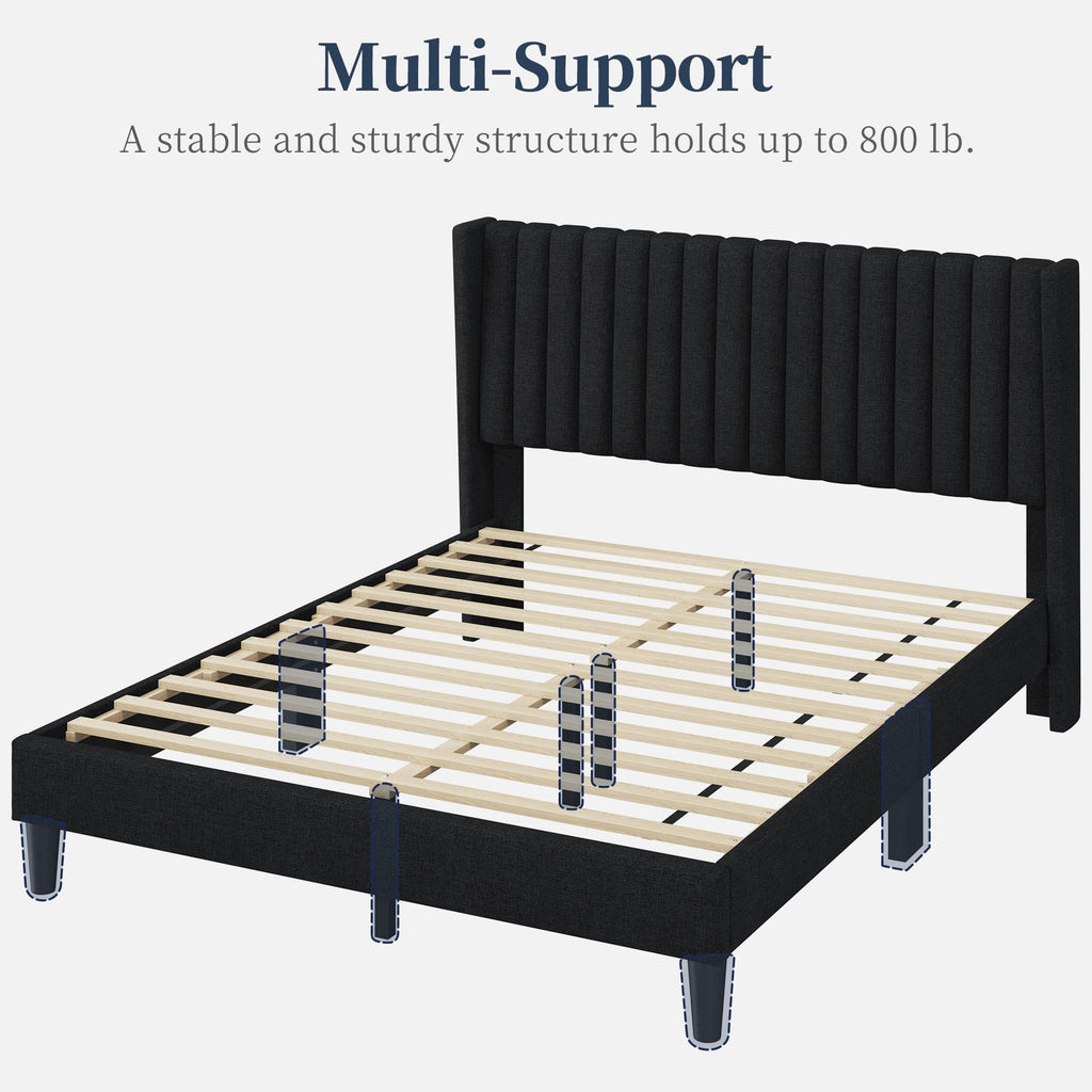 Black Queen Bed Frame with Headboard U2471