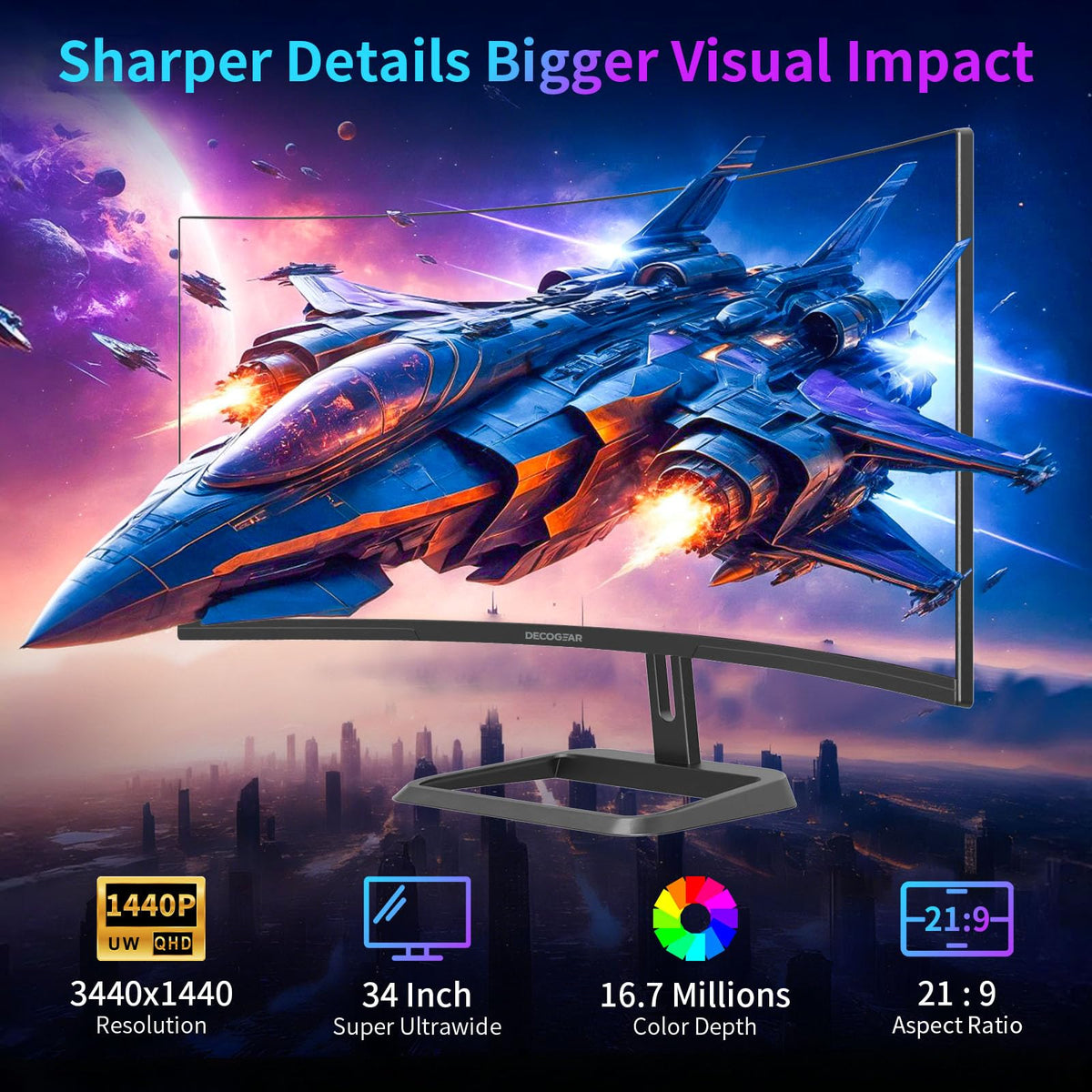 34” Curved Ultrawide Gaming Monitor 180Hz 3440×1440 V893799