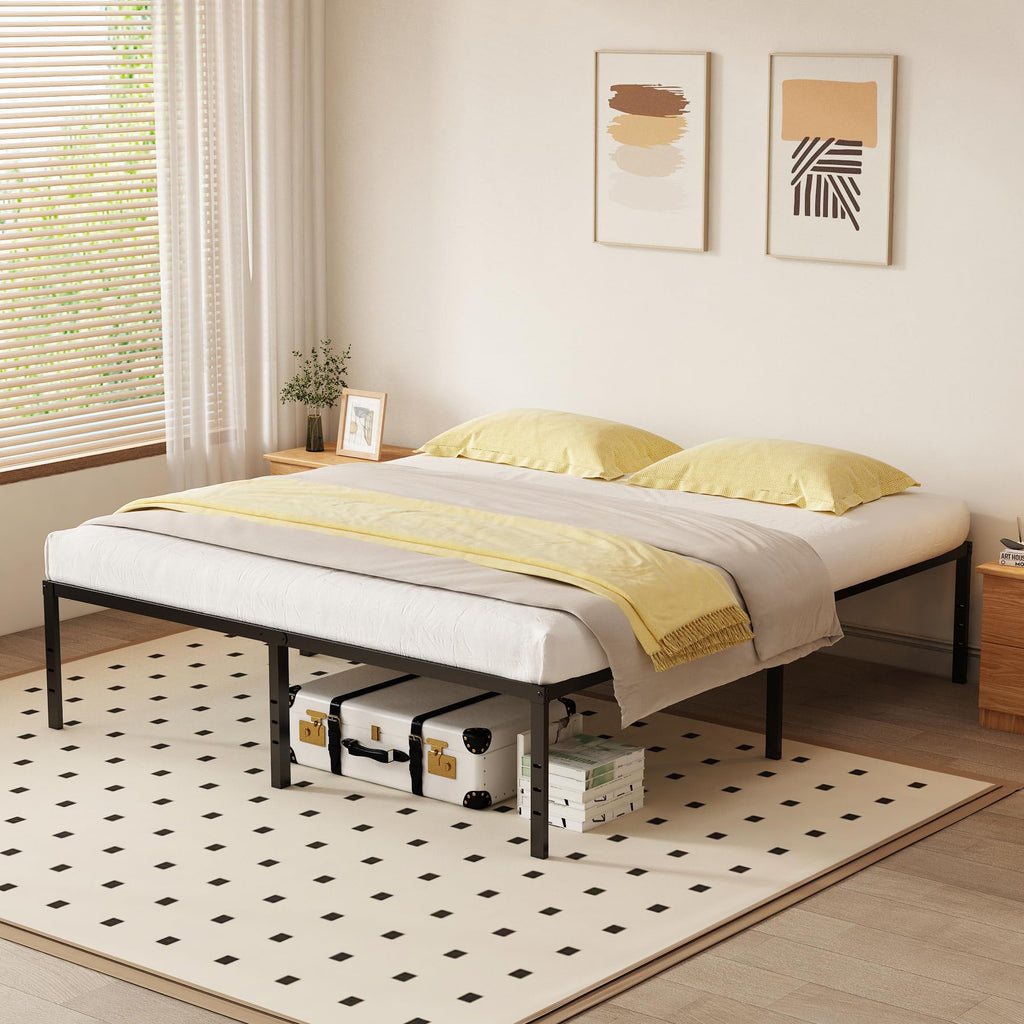 Queen 18 Inch Metal Platform Bed Frame, Black U289