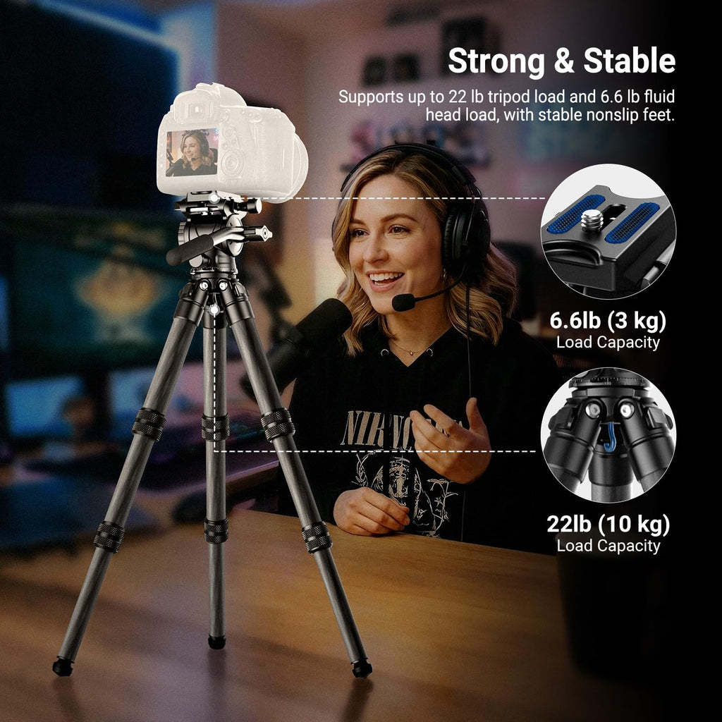 Carbon Fiber Desktop Mini Tripod with Video Fluid Head Y81821