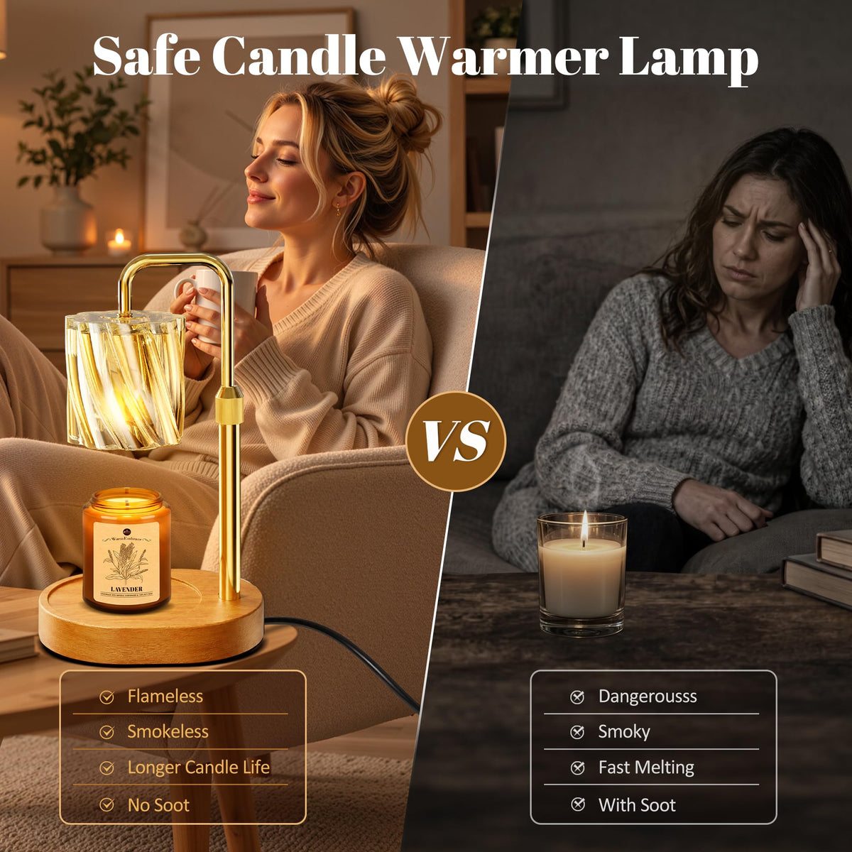 Candle Warmer Lamp Set with Scented Jar Candle & Timer Y26421
