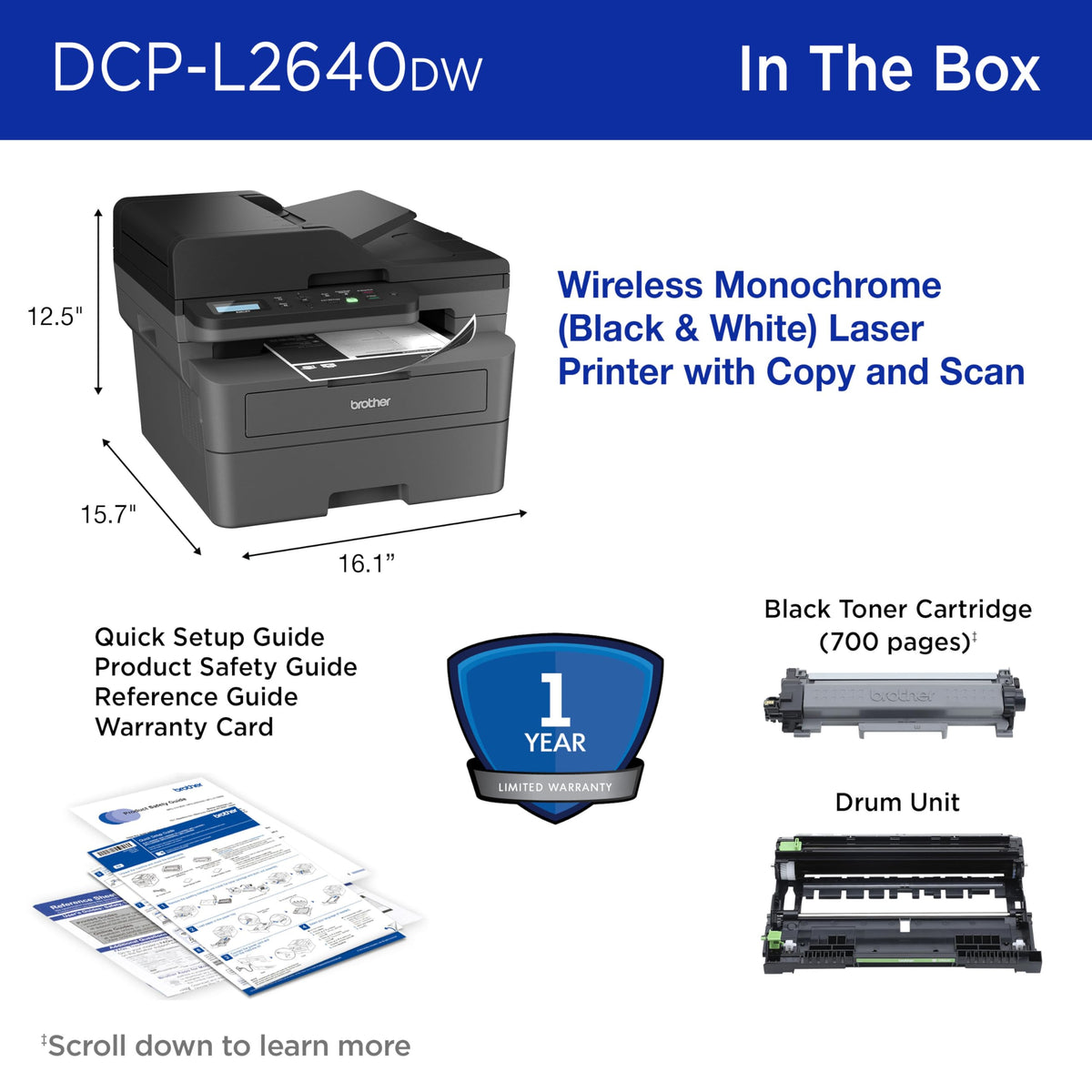 Wireless Compact Monochrome Multi-Function Printer G8896