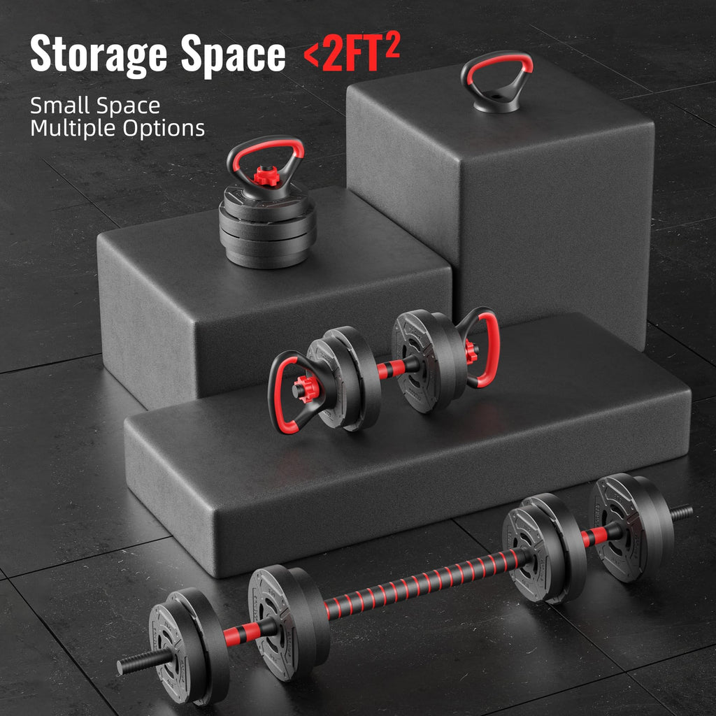 Adjustable 40/60LBS Dumbbell Barbell Kettlebell Set U7429