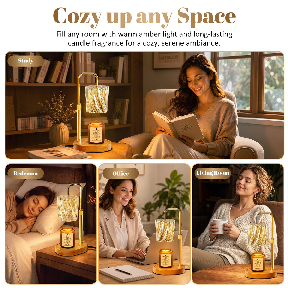 Candle Warmer Lamp Set with Scented Jar Candle & Timer Y26421