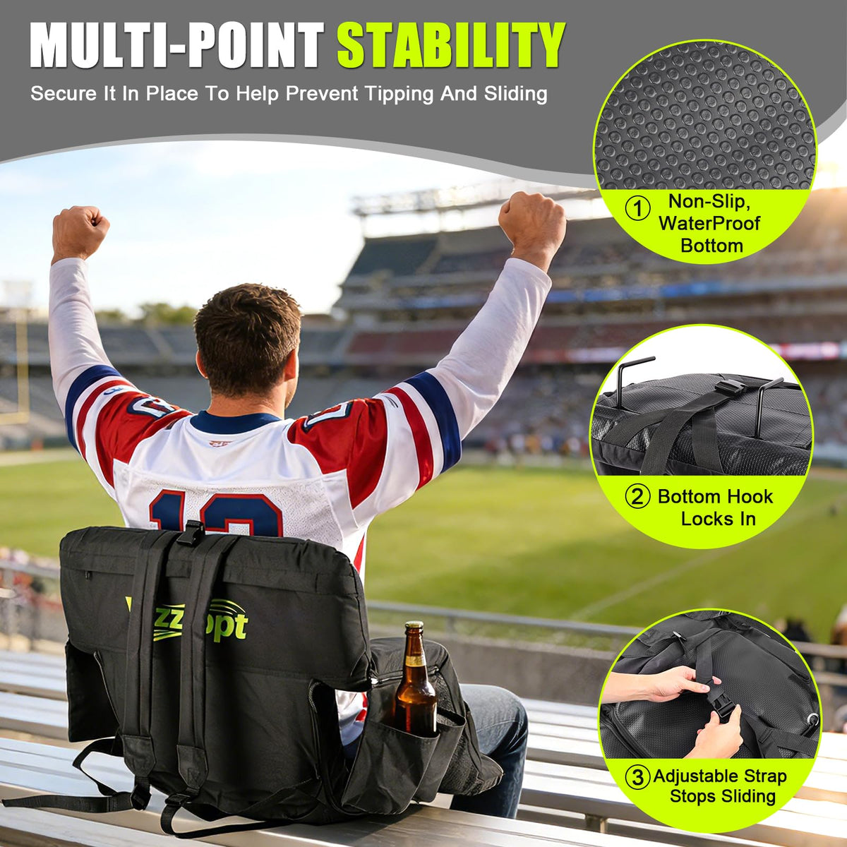 Heated Stadium Seats with Back Support, 3 Heat Settings T415