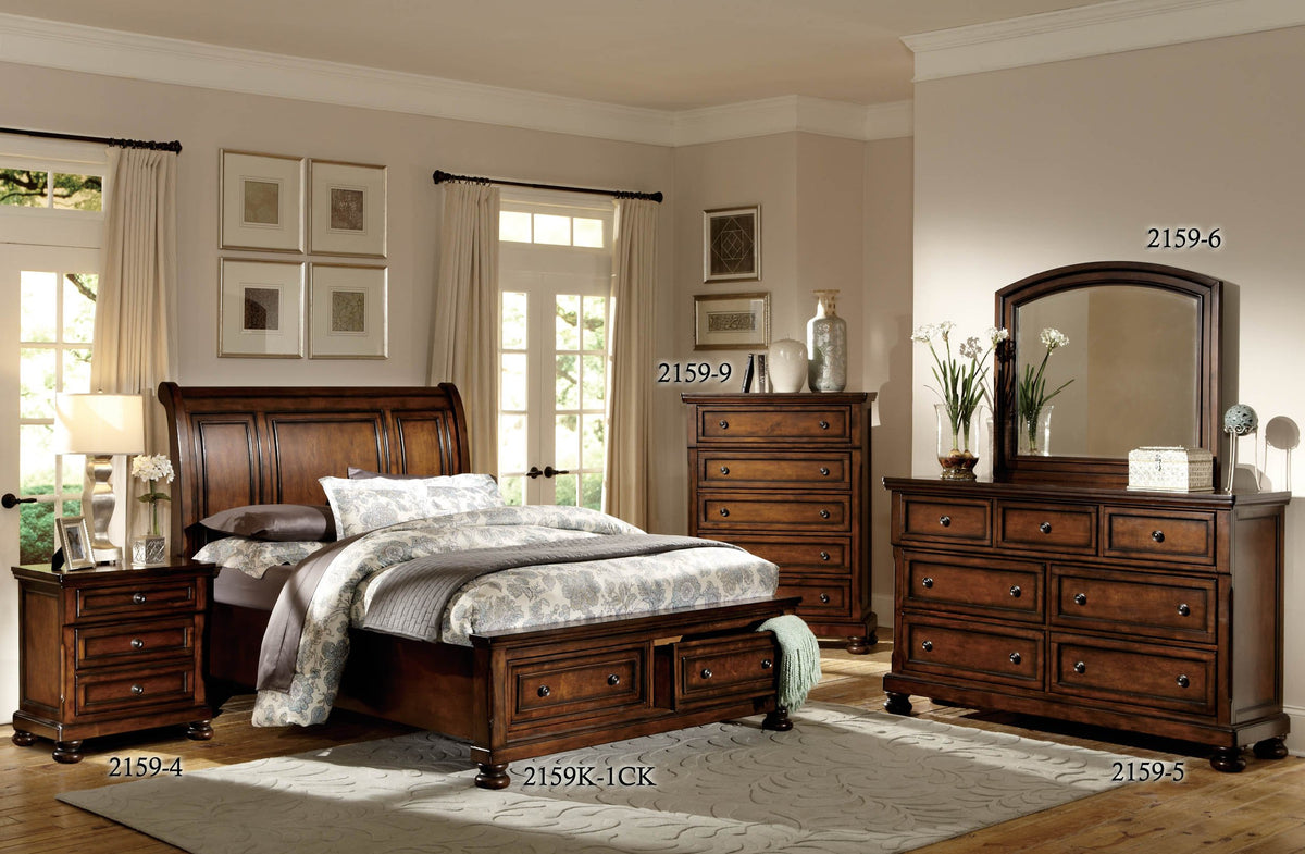 Cherry Sleigh Platform Bed, Cal King I12130