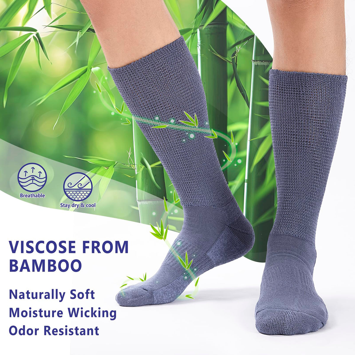 Viscose from Bamboo Crew Socks, 3 Pairs Q534