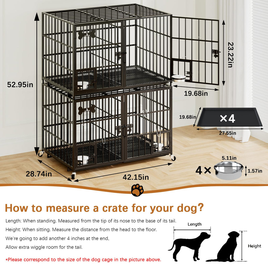 42" Stackable Heavy Duty Metal Dog Crate with Divider V77289