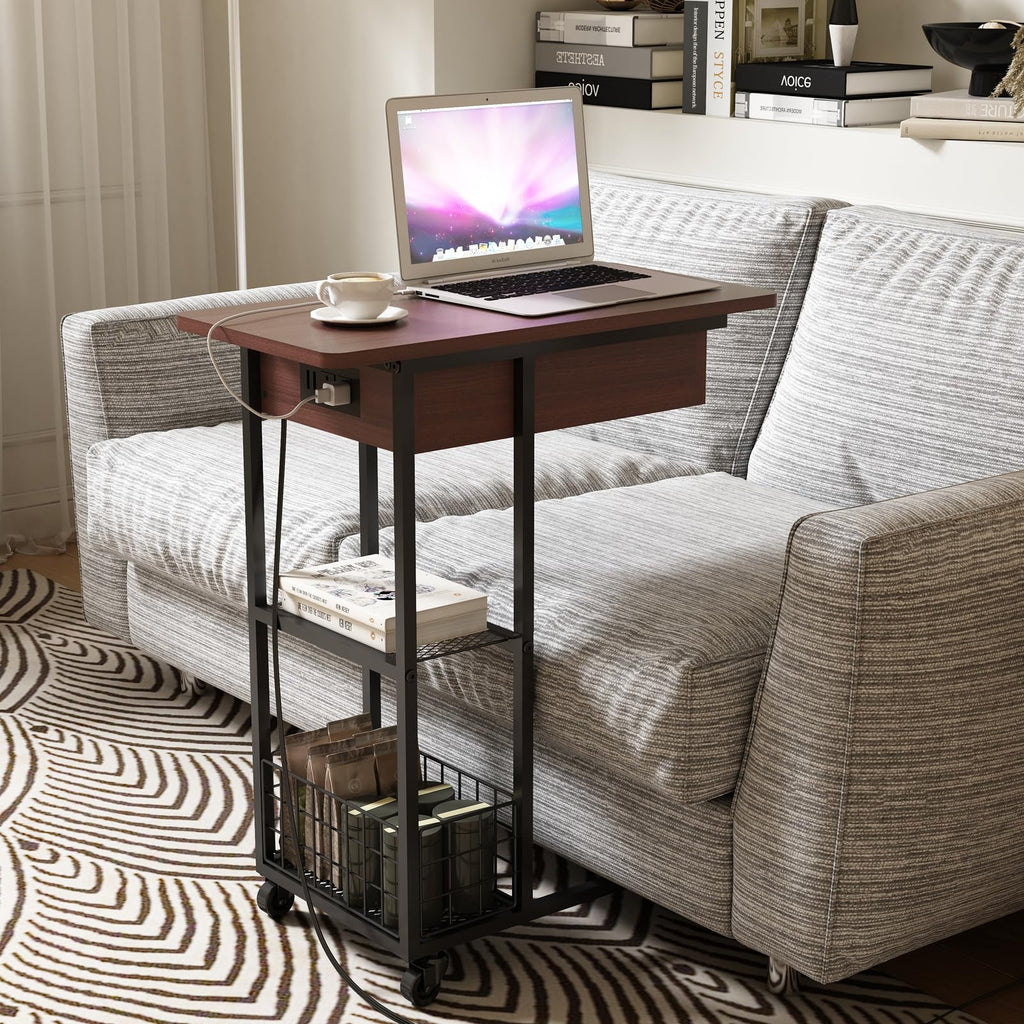C Shaped End Table with Charging Station O8595