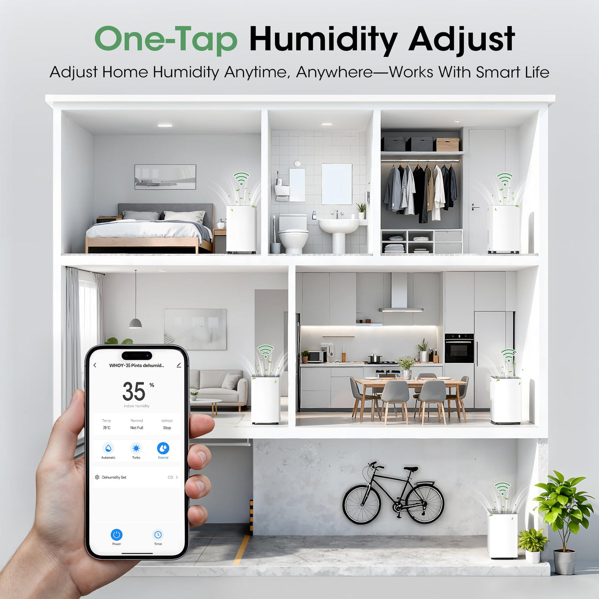 2500 sq.ft 35 Pint Dehumidifier with Drain Hose X1451