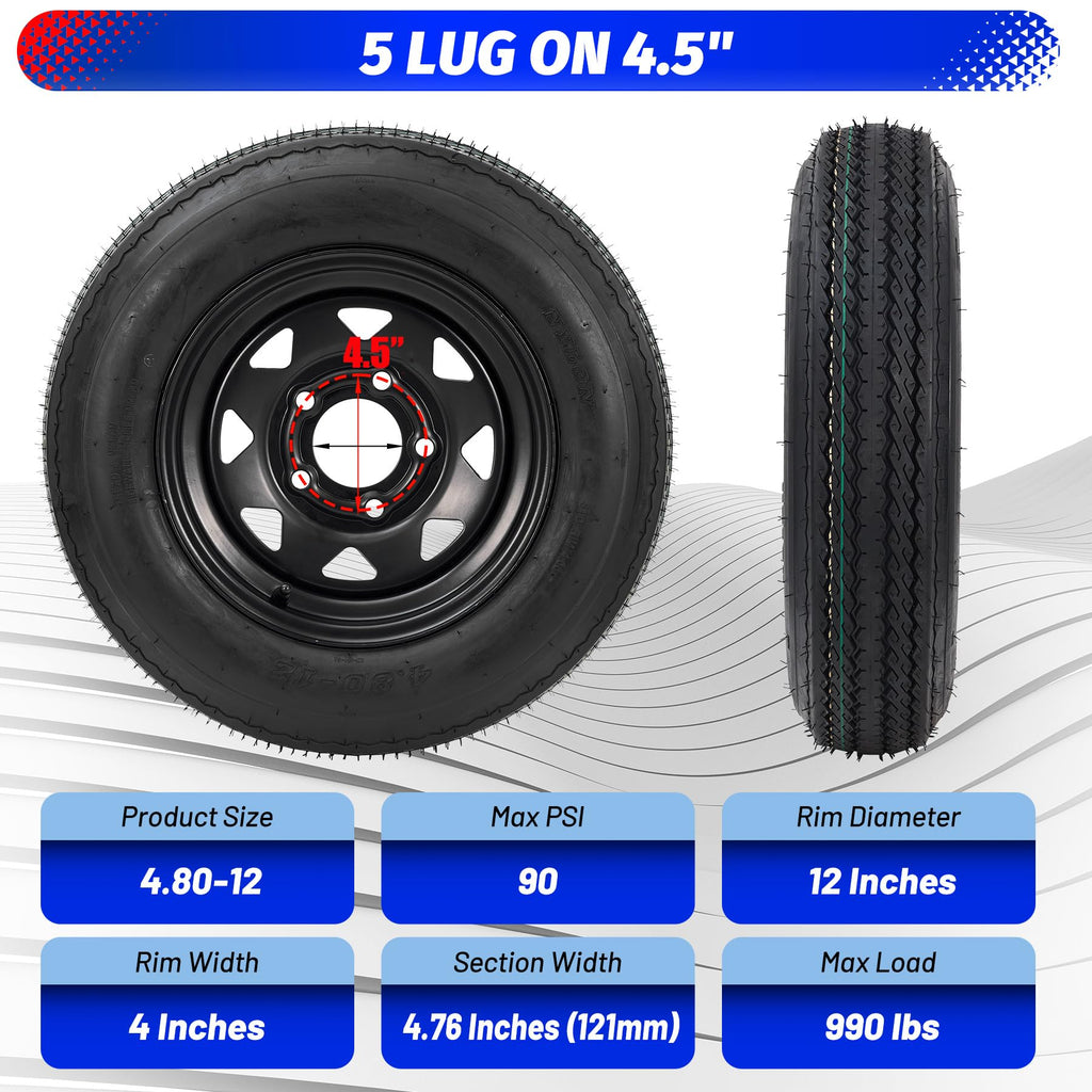 4.80-12 Trailer Tires with 12 in Rims A70111