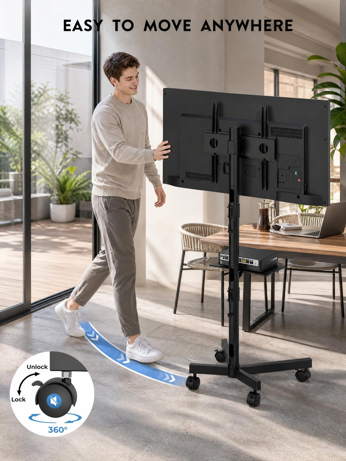 Black Rolling TV Stand for 23-65 Inch TVs K233532