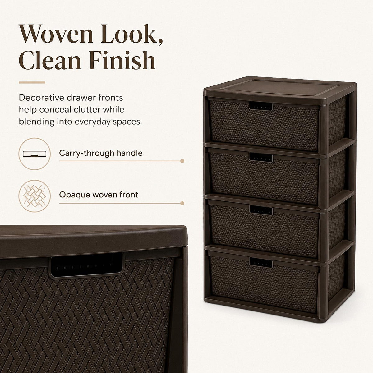 4 Drawer Tower with Removable Bins C12968