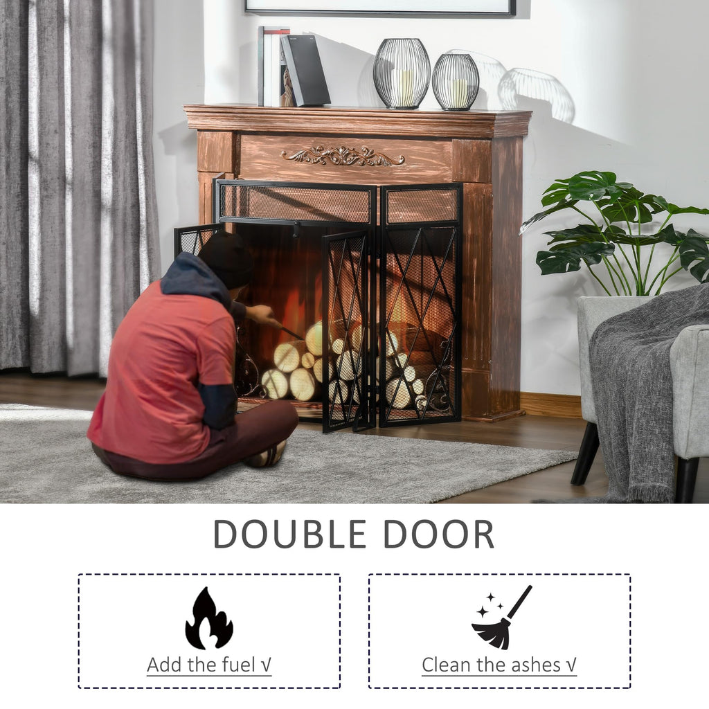 Folding Fireplace Screen Heavy Duty Black G586340