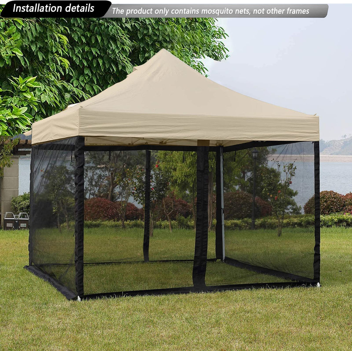 10x10 Mosquito Netting with Double Door Side Screen Black E4825