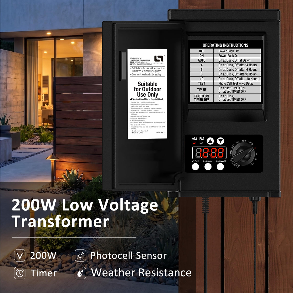 200W Low Voltage Landscape Transformer B38830