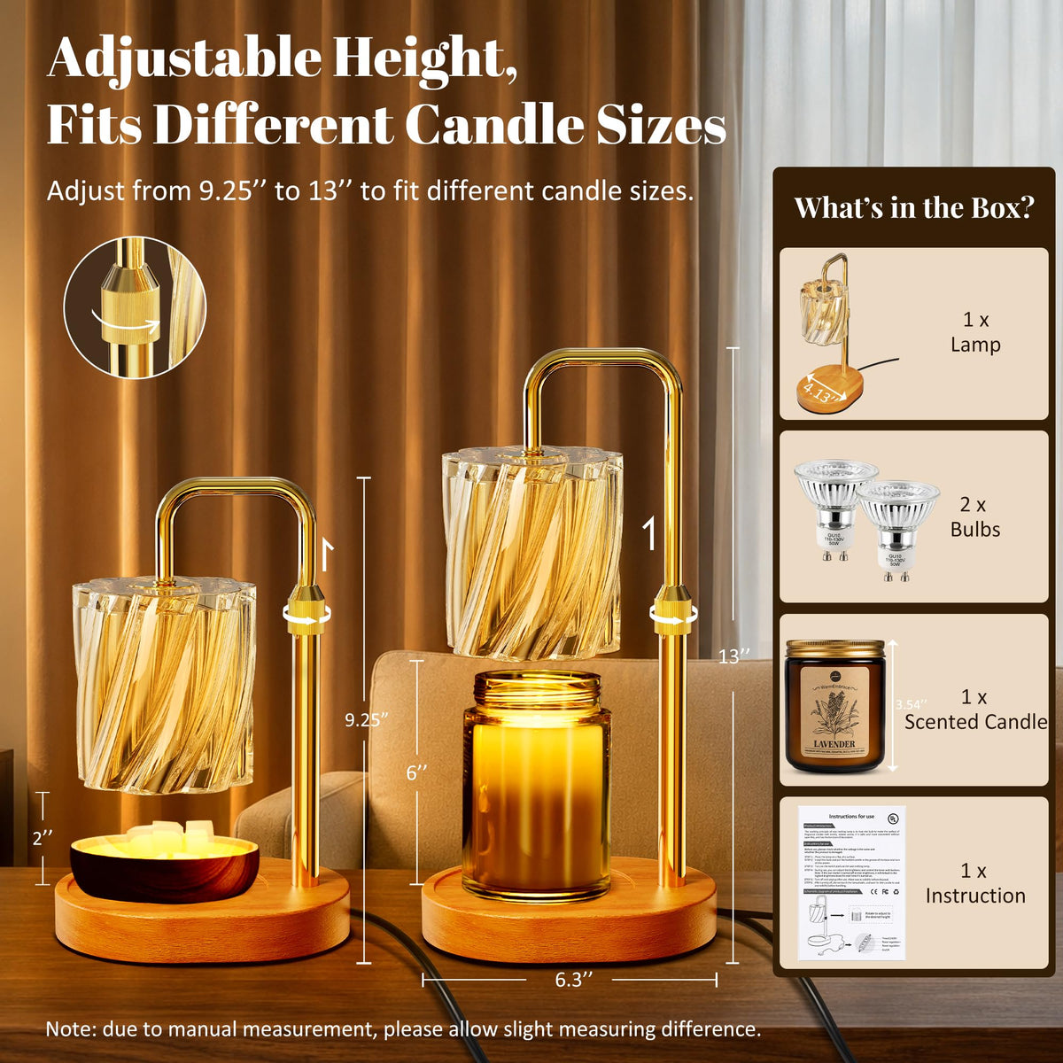Candle Warmer Lamp Set with Scented Jar Candle & Timer Y26421