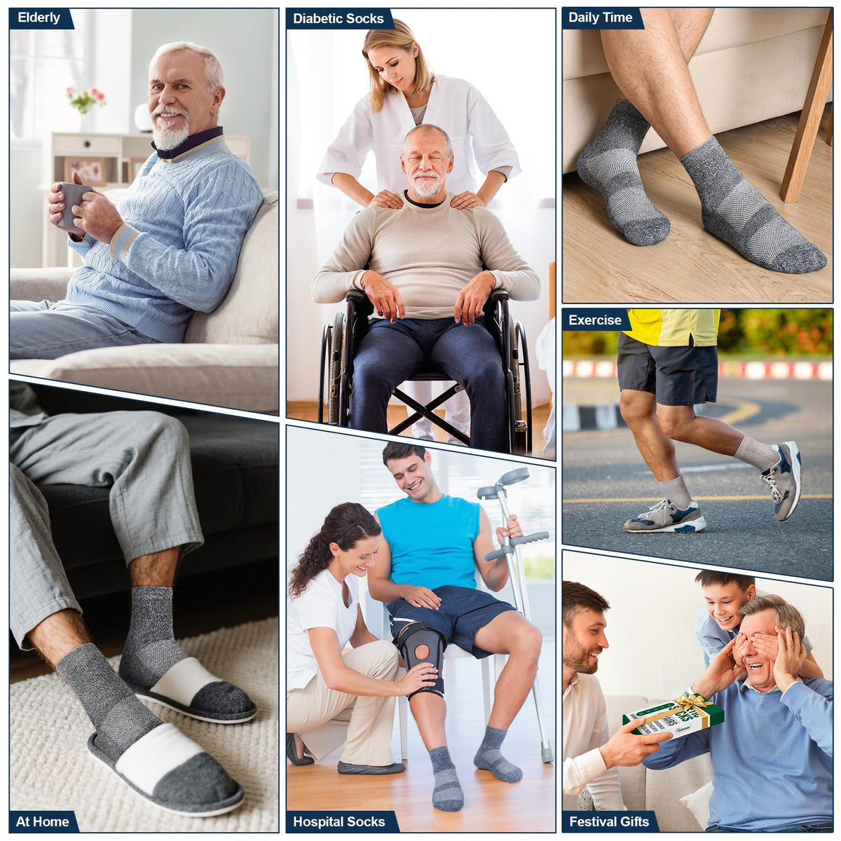 6 Pairs Bamboo Viscose Non Binding Ankle Diabetic Socks L7774