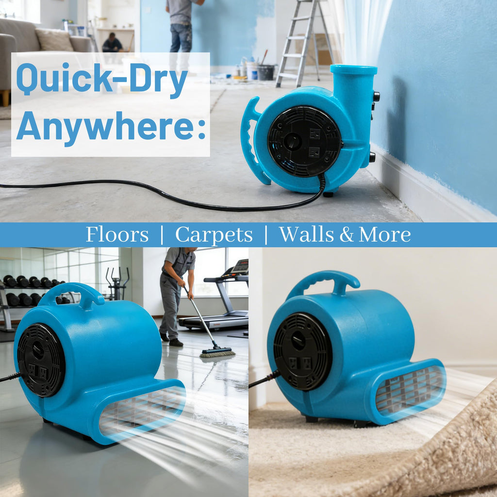 Light Blue 2500 CFM 3-Speed Floor Dryer H836527