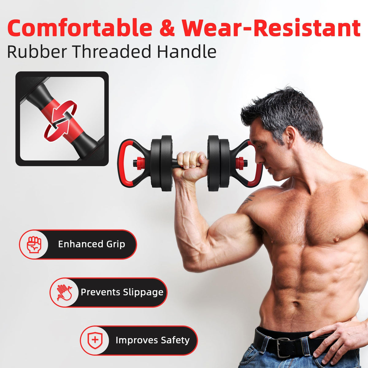 Adjustable 40/60LBS Dumbbell Barbell Kettlebell Set U7429