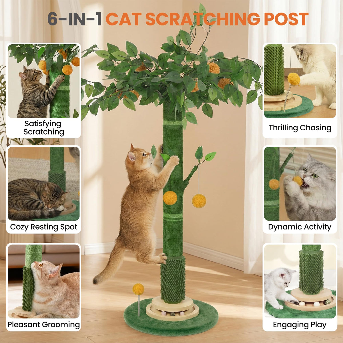 46" Extra Tall Sisal Rope Cat Scratching Post V41434