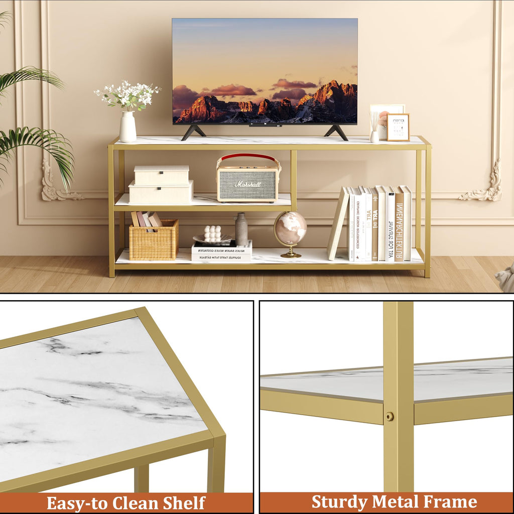 TV Stand for TVs up to 55 Inch, 3 Tier Media Console with Open Storage Shelves Y434