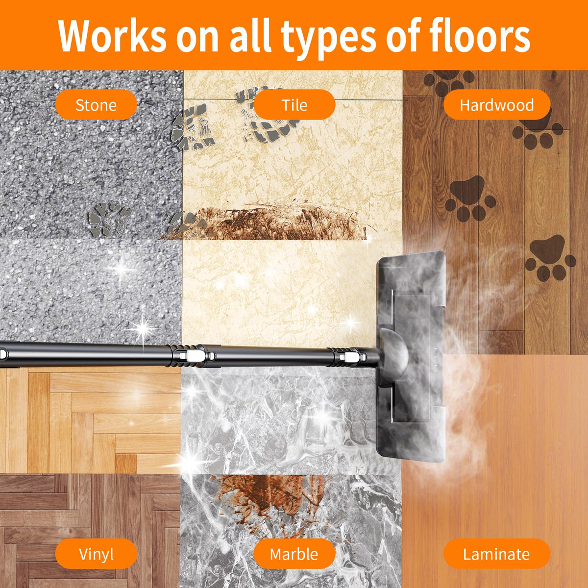16-in-1 Lightweight Detachable Steam Mop V309