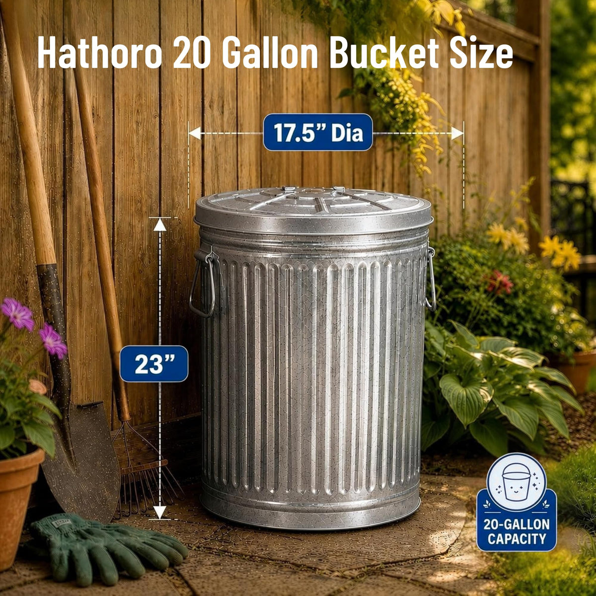 20 Gallon Galvanized Steel Trash Can with Locking Lid V266186
